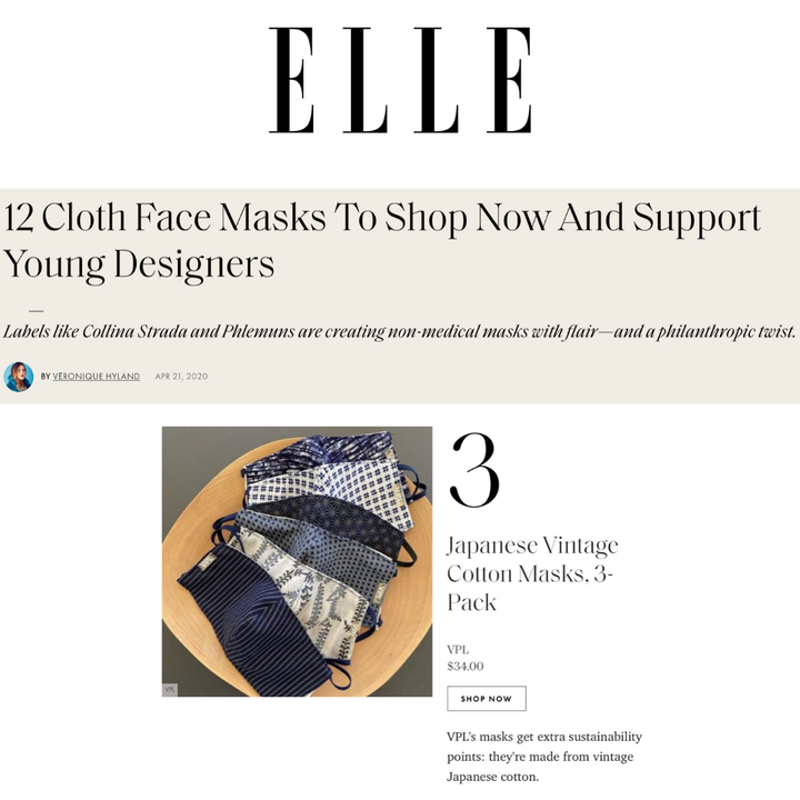 @VPL masks featured on Elle.com