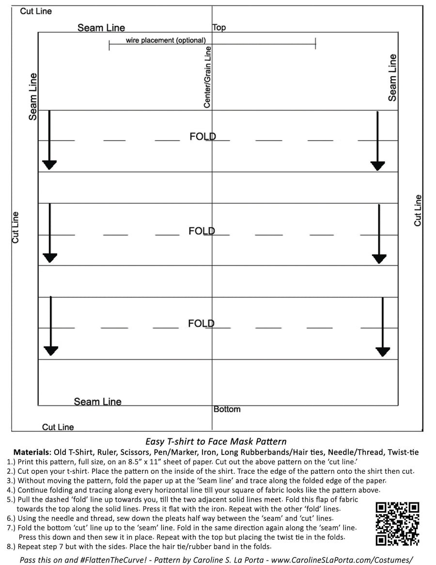 Pleat Face Mask Pattern by Caroline S. La Porta